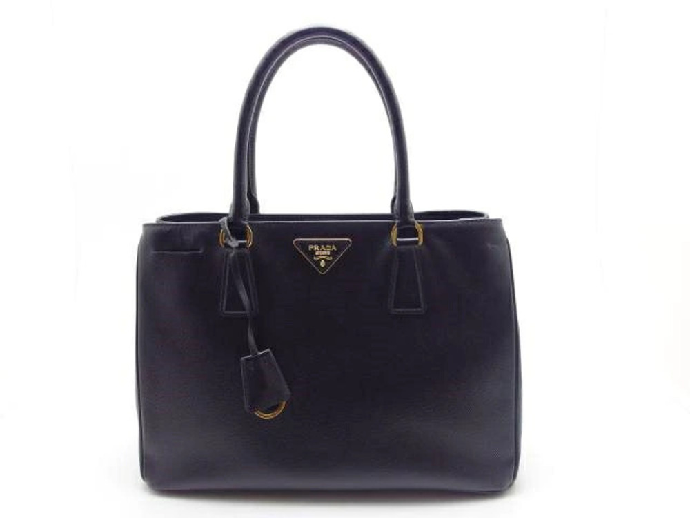 Prada Handbag Embossed Leather Black